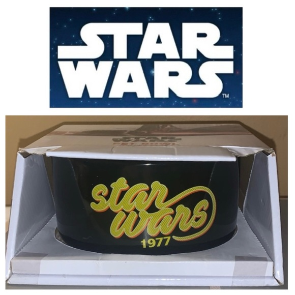 😎 STAR WARS 1977 Logo Classic Ceramic Dog Bowl, 28 ounces, 3.5 Cups NIB - Picture 1 of 13
